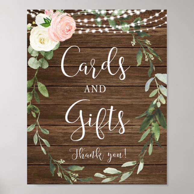 Cards and gifts rustic floral girl baby shower poster (Front)
