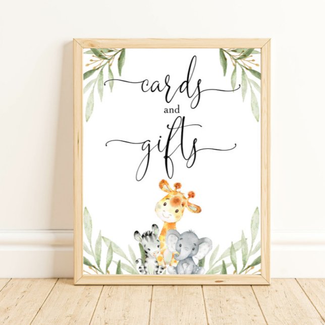 Cards and gifts safari animals baby shower sign (Creator Uploaded)