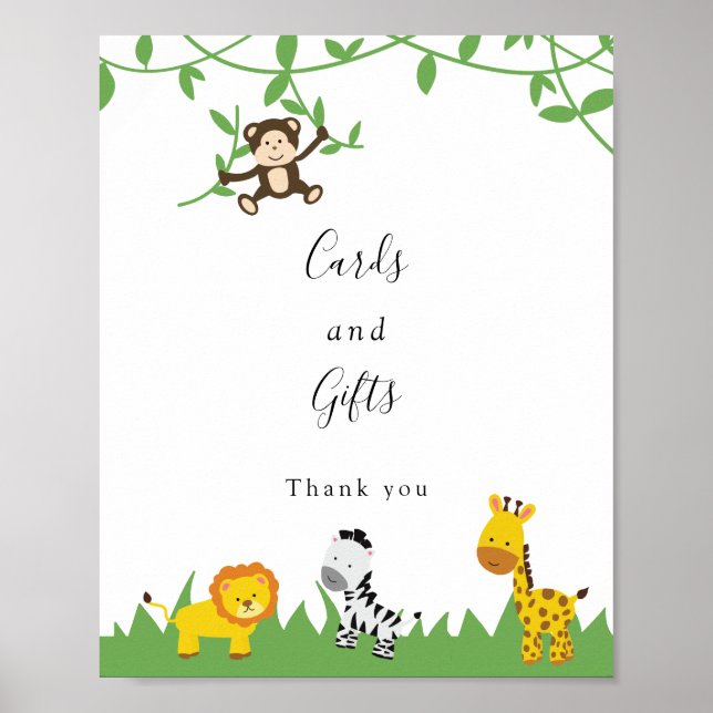 Cards and Gifts Safari Baby Shower Jungle Animals Poster (Front)