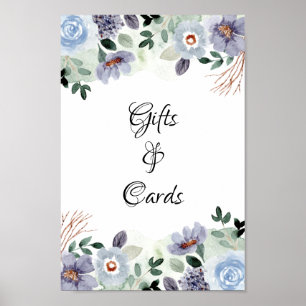 Cards and Gifts Sign Chic Purple Floral