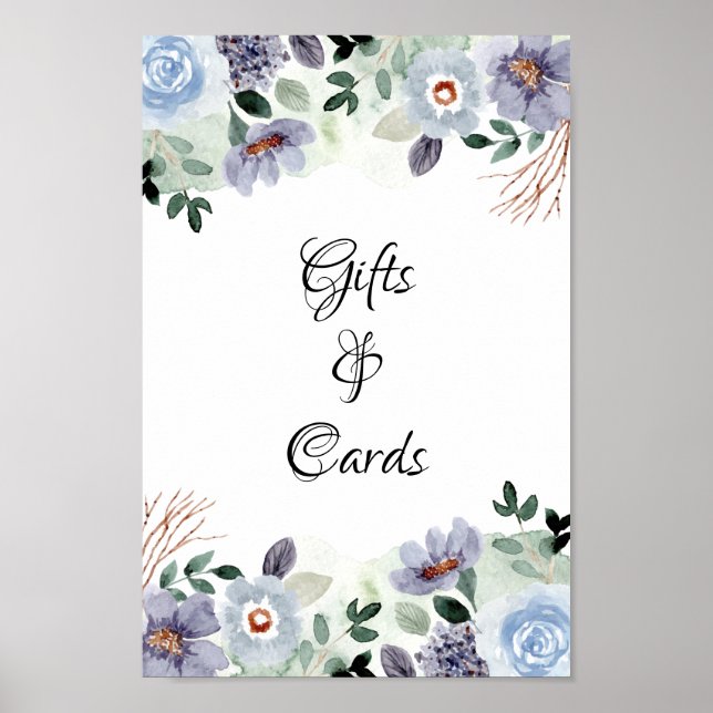 Cards and Gifts Sign Chic Purple Floral (Front)