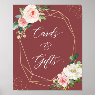 Cards and Gifts Sign Cinnamon Rose Blush Floral