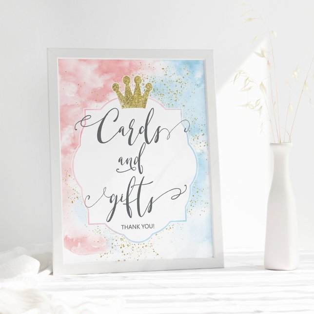 "Cards and gifts" Sign, Pink Blue Gender Reveal Poster (Creator Uploaded)