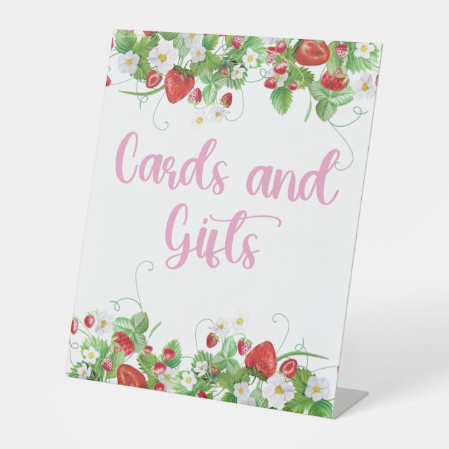 Cards and Gifts Sign | Strawberry Baby Shower (Front)