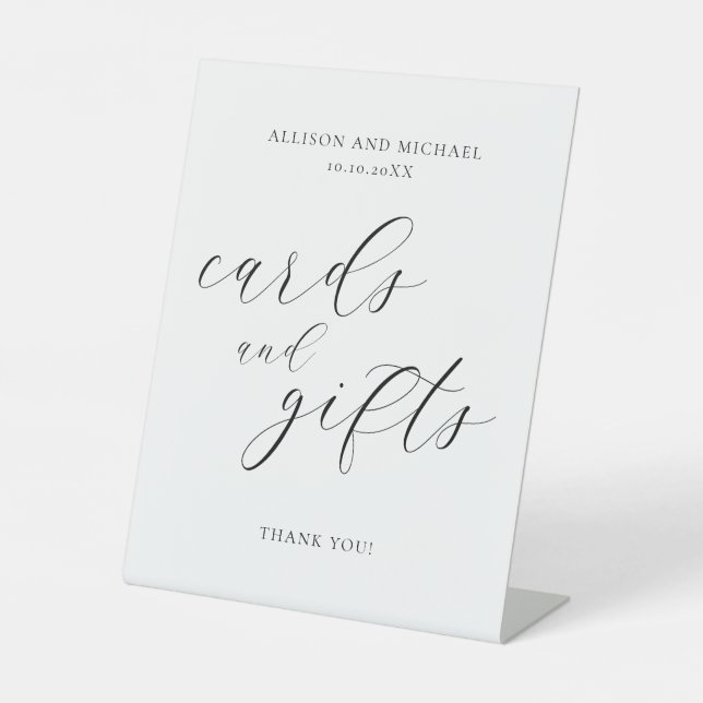 Cards and gifts simple modern minimalist  pedestal sign (Front)