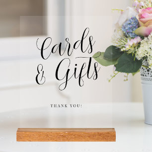 Cards and gifts simple modern script wedding acrylic sign