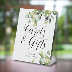 Cards And Gifts Thank You Green Botanicals Wedding Pedestal Sign