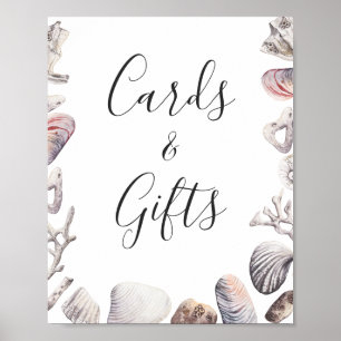 Cards and Gifts Watercolor White Sea Shell Beach Poster