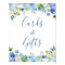 Cards and Gifts Wedding Sign Blue Hydrangea Floral