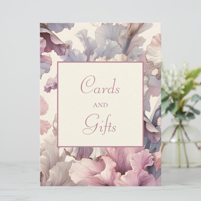 Cards and Gifts Wedding Sign, Elegant Floral Blush (Standing Front)