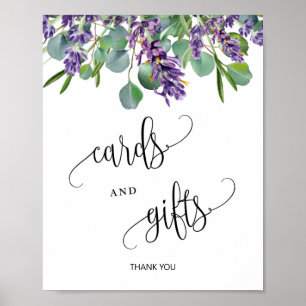 Cards and Gifts Wedding Sign Eucalyptus Lavender