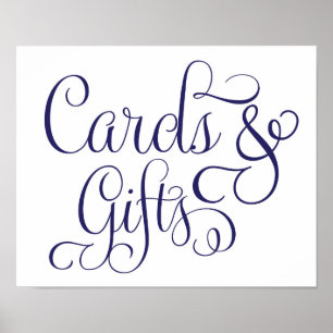 Cards and Gifts Wedding Sign Navy