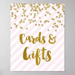 Cards and Gifts Wedding Sign Pink Gold Stripes