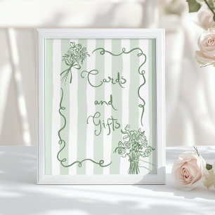Cards and gifts Whimsical Sage green Hand Drawn Poster