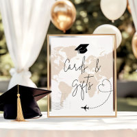 Cards and Gifts World map graduation party poster