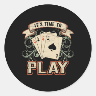Cards Card Playing Day Poker Ace Casino Game Gift Classic Round Sticker