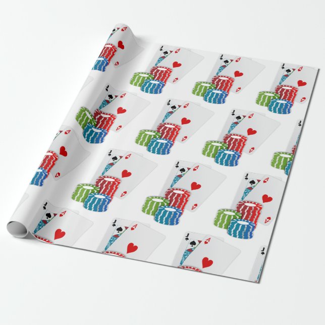 Cards Casino Gambling Poker Chips Las Vegas Wrapping Paper (Unrolled)
