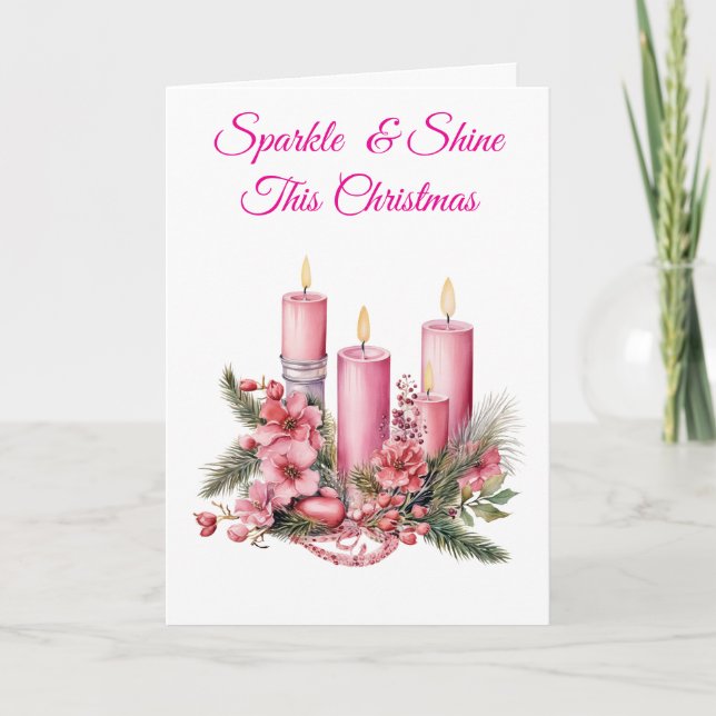 Cards-“Elegant Pink Christmas Cards Collection” (Front)