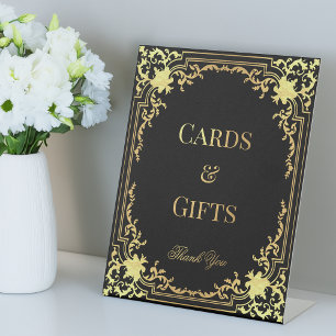 Cards & Gifts Black Faux Gold Foil Vintage Elegant Pedestal Sign
