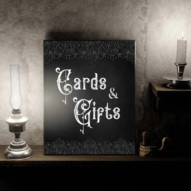 Cards & Gifts Black Lace Gothic Wedding Table Sign Plaque (Creator Uploaded)