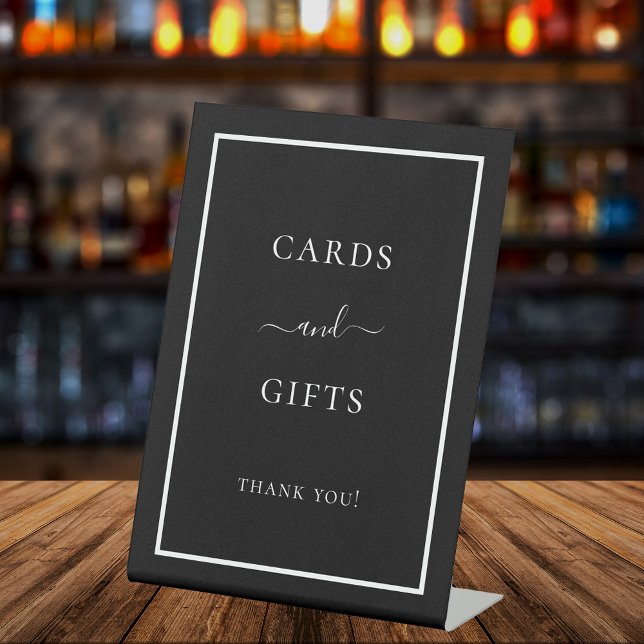 Cards gifts black white party pedestal sign (Creator Uploaded)