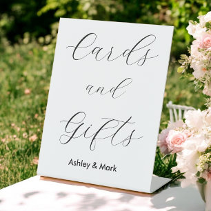 Cards Gifts Black White Wedding Pedestal Sign