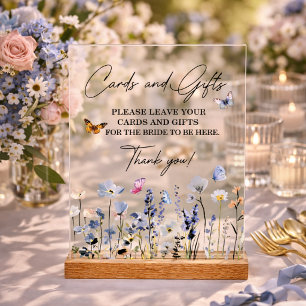 Cards & Gifts Bluebell Wildflowers Bridal Shower Acrylic Sign