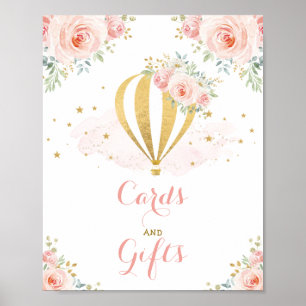 Cards & Gifts / Blush Floral Hot Air Balloon Party Poster
