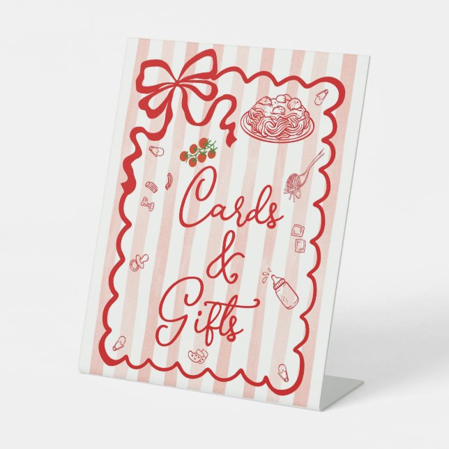 Cards & Gifts Bow Theme Pedestal Sign (Front)