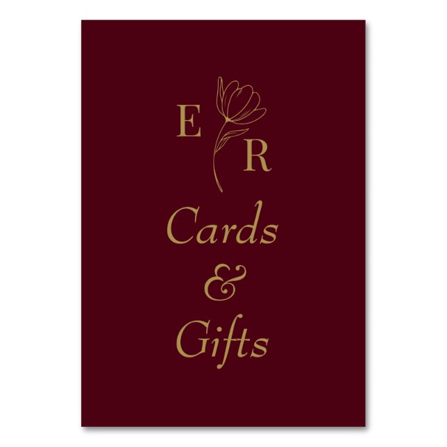 Cards & Gifts Burgundy Floral Monogram Sign (Front)