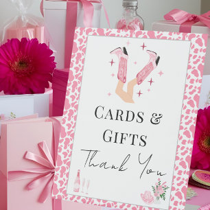 Cards & Gifts Cowboy Boots & Bubbly Bridal Shower  Pedestal Sign