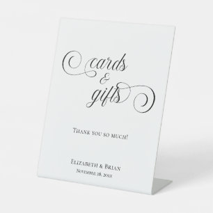 Cards Gifts Elegant Black White Wedding Pedestal Sign