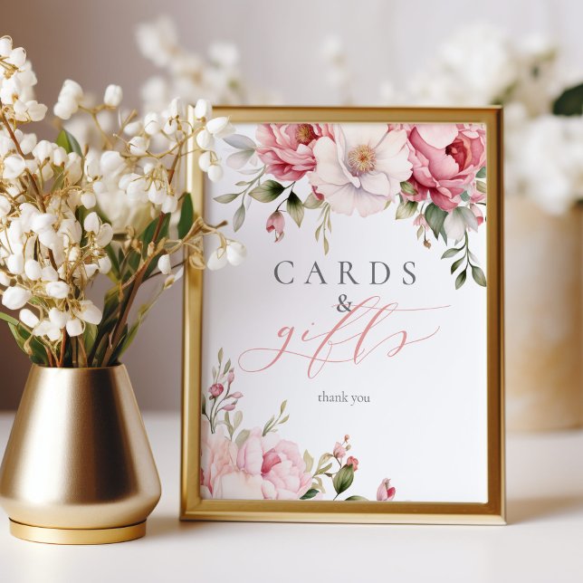 Cards Gifts Elegant Pink Floral Baby Shower Sign (Creator Uploaded)