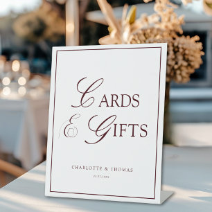 CARDS & GIFTS Elegant Royal Burgundy White Wedding Pedestal Sign