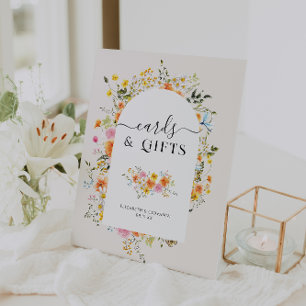 Cards & Gifts Floral Boho Wedding Pedestal Sign