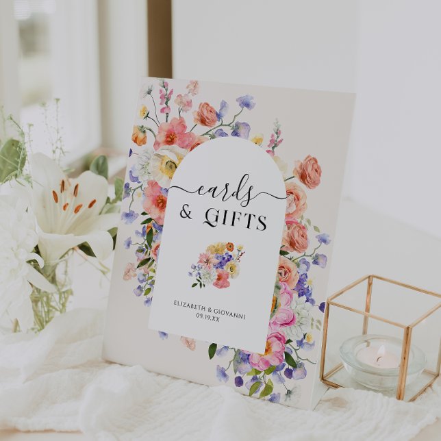 Cards & Gifts | Floral Boho Wedding Pedestal Sign (Creator Uploaded)