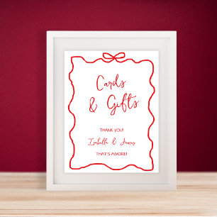 Cards & Gifts Hand Drawn Bow Wavy Couples Shower Poster