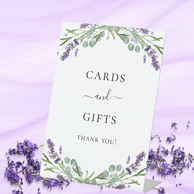 Cards gifts lavender violet floral eucalyptus pedestal sign (Creator Uploaded)