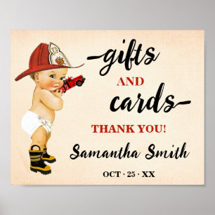 Cards & Gifts Little Firefighter Baby Shower Poster