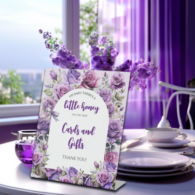Cards & Gifts Little Honey Purple Rose Baby Shower Pedestal Sign (Creator Uploaded)