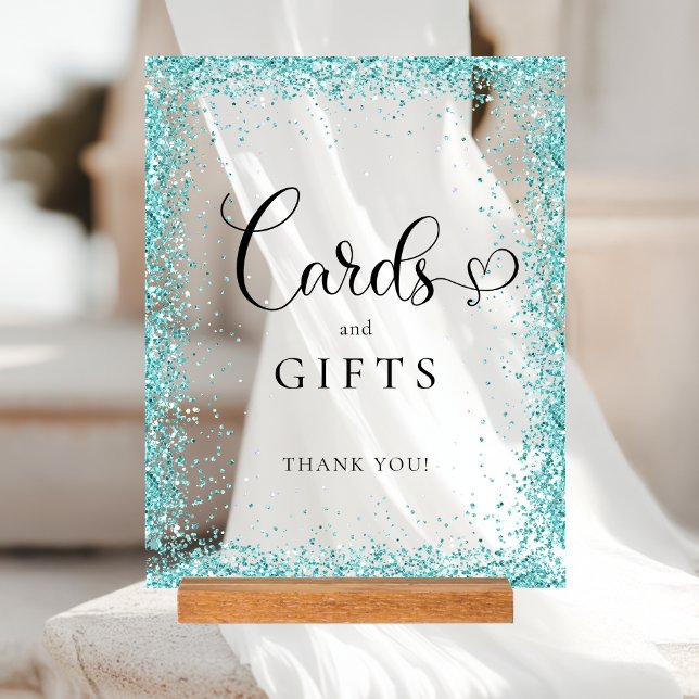 CARDS & GIFTS Mint Glitter Bridal Shower  Acrylic Sign (CARDS & GIFTS Mint Glitter Bridal Shower Acrylic Sign)