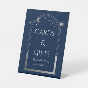 Cards & Gifts Mystical Blue Sun Moon Stars Wedding Pedestal Sign