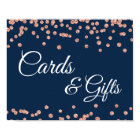 Cards & Gifts Rose Gold Glitter Confetti Navy Blue