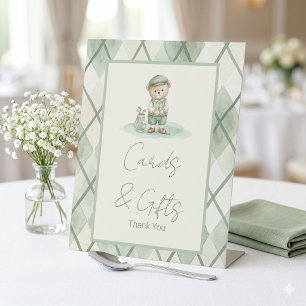 Cards & Gifts  Sign Golfing Sage Green Baby Shower