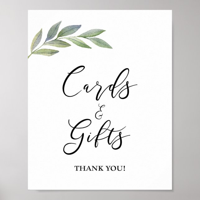 Cards & Gifts Sign Olive Leaf Greenery Sign (Front)