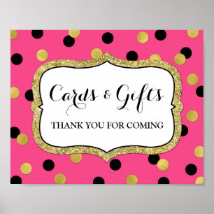 Cards Gifts Sign Pink Black Gold Confetti