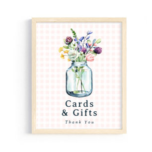 Cards & Gifts Sign Rustic Wildlflower Mason Jar
