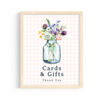 Cards & Gifts Sign Rustic Wildlflower Mason Jar