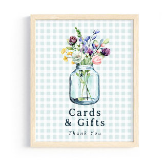 Cards & Gifts Sign Rustic Wildlflower Mason Jar