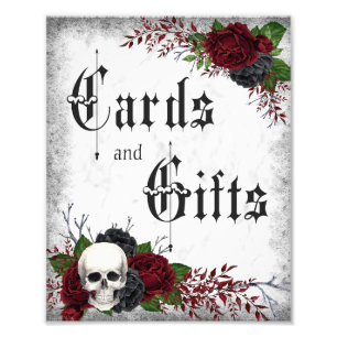 Cards & Gifts, Skull and Roses, Gothic Wedding Photo Print